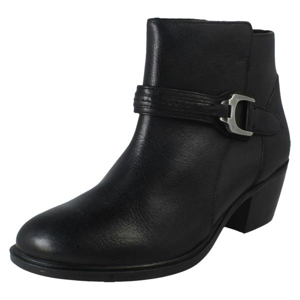Clarks Ladies Clarks Zip Fastening Block Heeled Smart Casual Ankle Boots Neva Buckle