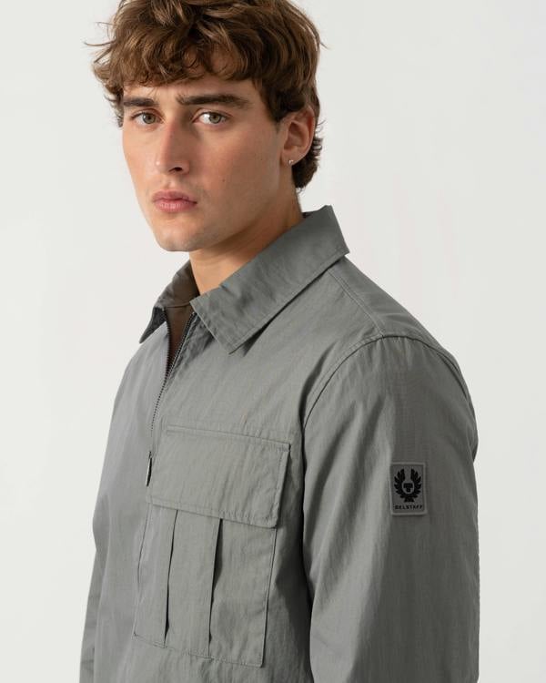 Detail of Belstaff Cargo Mens Overshirt - Atlantic Grey