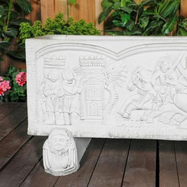 White Stone Cast Normandy Trough with Legs Garden Planter 