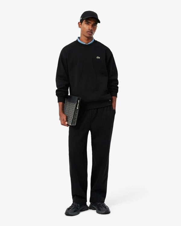 Lacoste Fleece Mens Classic Fit Sweater - Black 031 | CHO | Designer Mens Crew Neck Sweatshirts