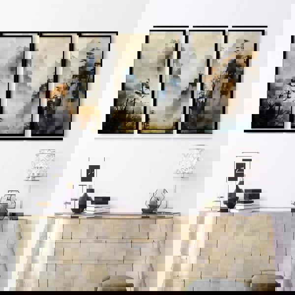 Living Room Wall Decor Modern | Set of 3 Asian Inspired Wall art Prints