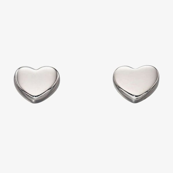 T. H. Baker 9ct White Gold Heart Shaped Stud Earrings GE2178