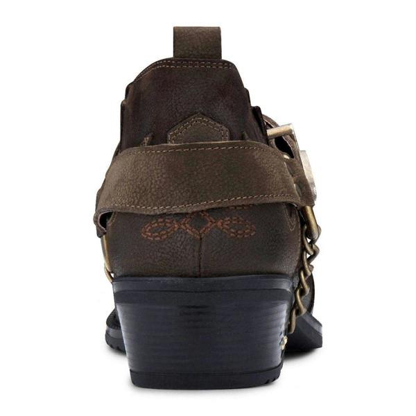Infinity Leather Men's Brown Leather Metal Chain Winklepicker Cowboy Boots