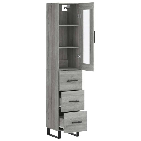 Berkfield Highboard Grey Sonoma 34.5x34x180 cm Engineered Wood