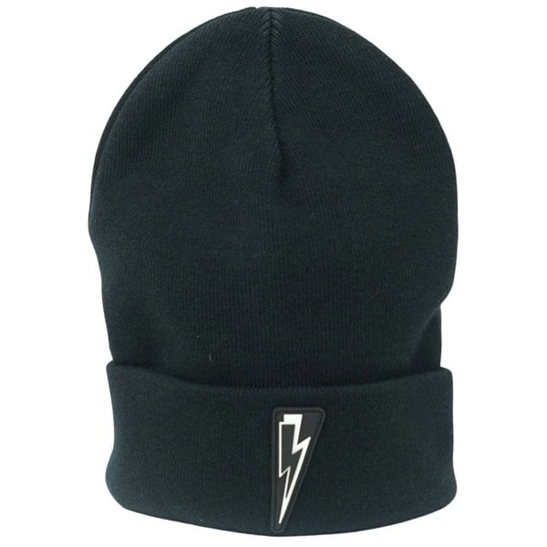 Neil Barrett Bolt Logo Beanie Hat - Black