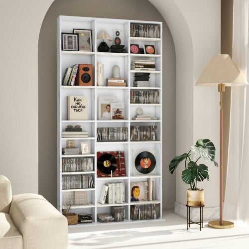Wyld Haus Somole Tano Wooden Marble Effect Adjustable CD Storage Cabinet 102 x 195 cm