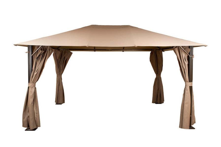 Glendale Venice Garden Gazebo with Curtains – All-Weather Steel Frame | 3 Sizes 4m x 3m The Garden Furniture Shop