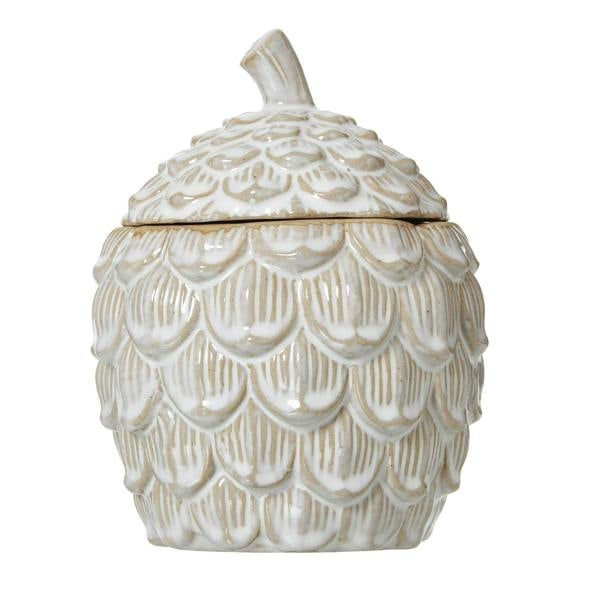 Hill Interiors Pine Cone Ceramic Trinket Dish - White - 