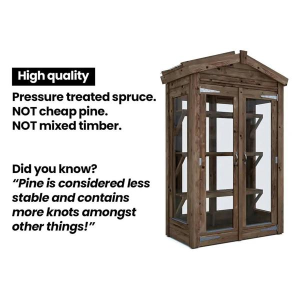 Dunster House Sprouthouse Miniature Wooden Greenhouse W1.2m x D0.6m / W4' x D2' with 4mm Glass and Automatic Vent Opener