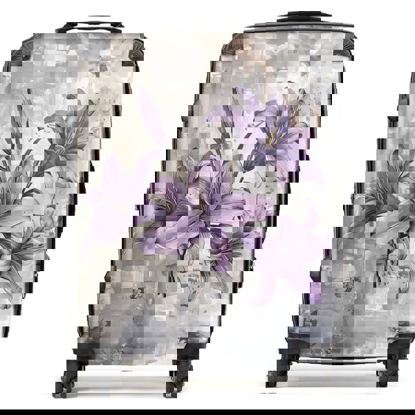 Warren Reed Purple Lilies In Bloom Suitcase