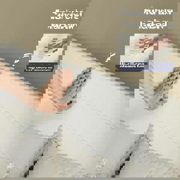 Levede Double Bed Frame with Upholstered Headboard Velvet Foam White Fabric