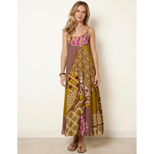 Blue Vanilla Patchwork Printed Transitional Print Dress