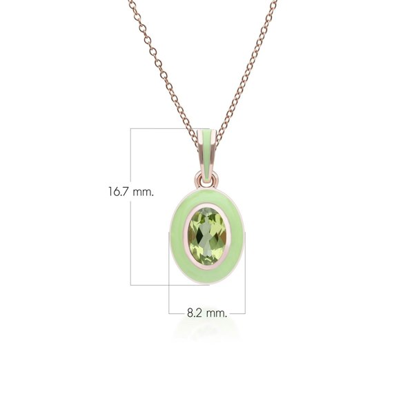 Gemondo Siberian Waltz Green Enamel & Oval Peridot Pendant Necklace in Rose Gold Plated Sterling Silver