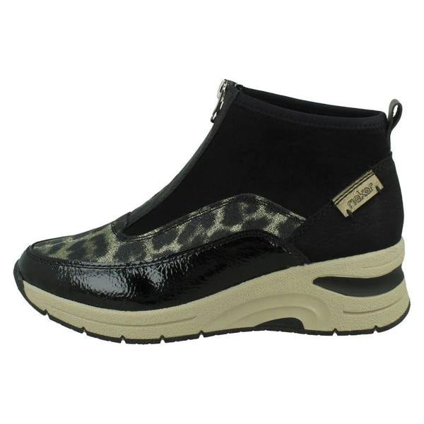 Rieker Ladies Rieker Wedge Heel Casual Front Zip Trainer Boots N9362