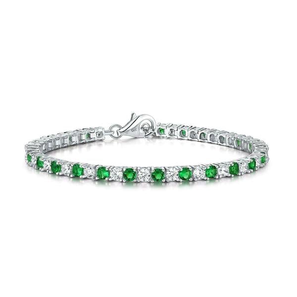 925 Sterling Silver Tennis Bracelet Green & White Cubic Zirconia For Women - namana.london