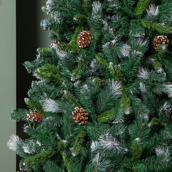 Samuel Alexander 7ft (2.1m) Frosted Glacier Pine Snow Tipped Christmas Tree with Pinecones and 956 Tips