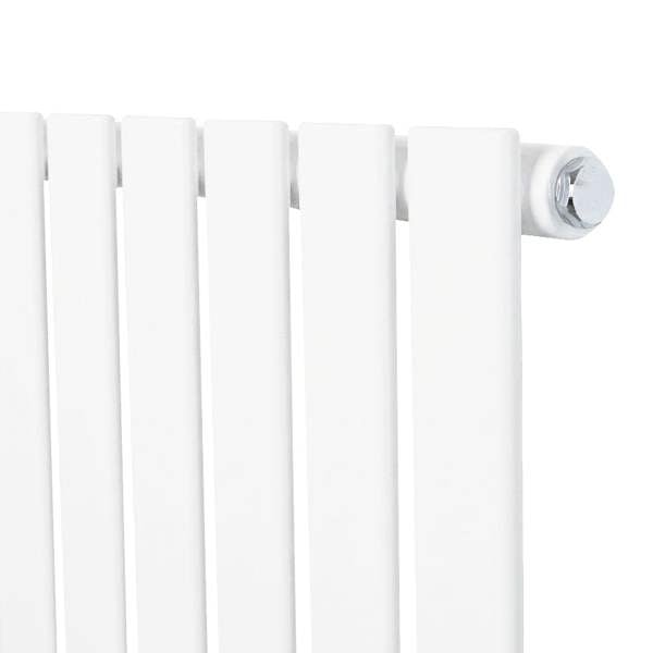 Flat single column radiator in sleek white finish, measuring 600 x 700mm, featuring smooth, flat panels and a modern design