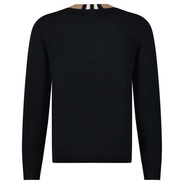 Burberry 'Noland' Knitted Wool/ Cashmere Jumper Check Neck Black - chancefashionco