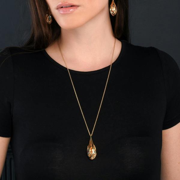 namana Gold Vermeil Gemstone Teardrop Pendant Necklace For Women