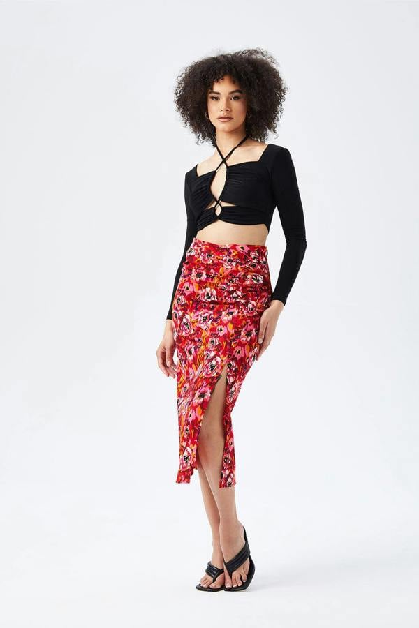 Urban Bliss Fuschia Gathered Detail Midi Skirt