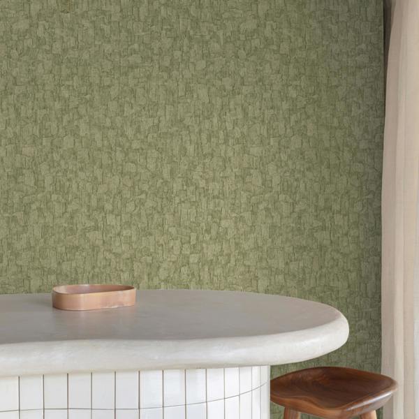 Grandeco Boutique Azobe Cork Effect Luxury Weight Embossed Wallpaper, Olive Green