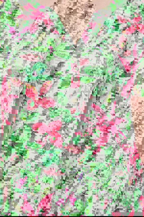 Mudflower Floral V-Neck Button Top