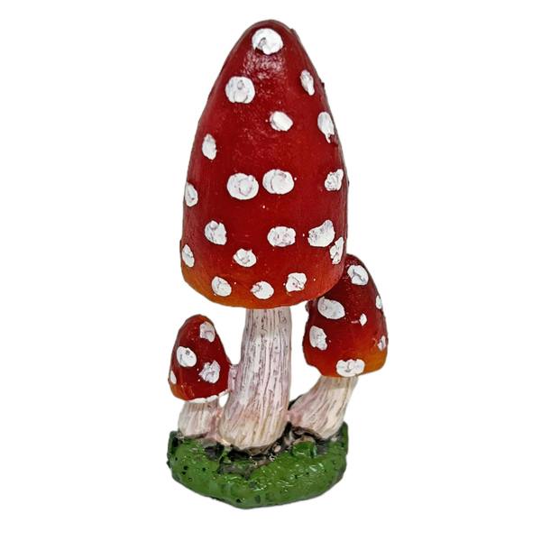 Farmwood Pair of Tripe Stem Red Mushroom Garden Ornaments