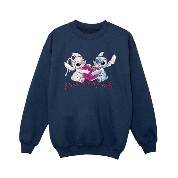 Disney Boys Lilo And Stitch Ohana Heart With Angel Sweatshirt - Navy Blue