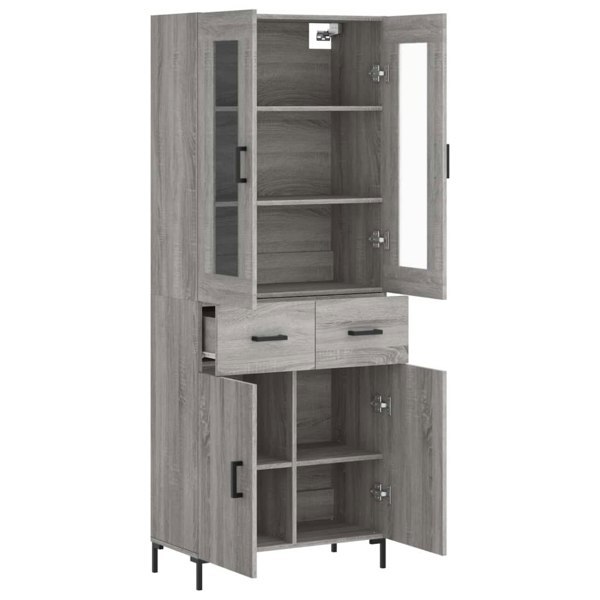 Berkfield Highboard Grey Sonoma 69.5x34x180 cm Engineered Wood