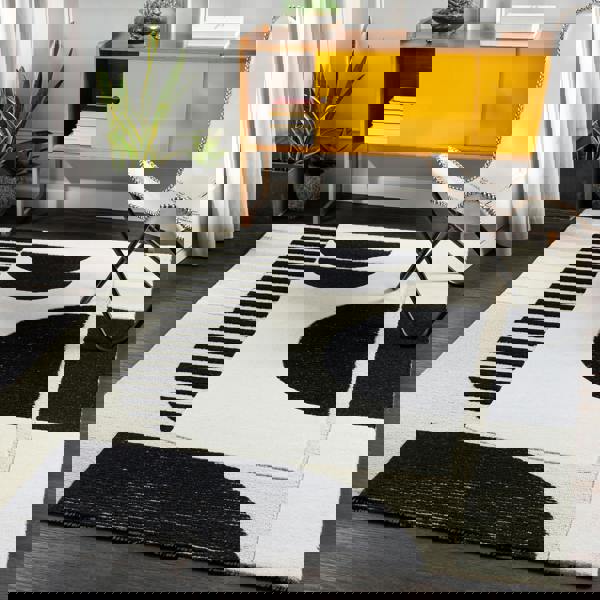 Livabliss Brooklyn-Hand Tufted Cream Black Wool Modern Rug