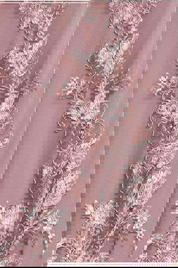 Scalloped Neck Embroidered Lace High Low Midi Dress - Pink DR4265