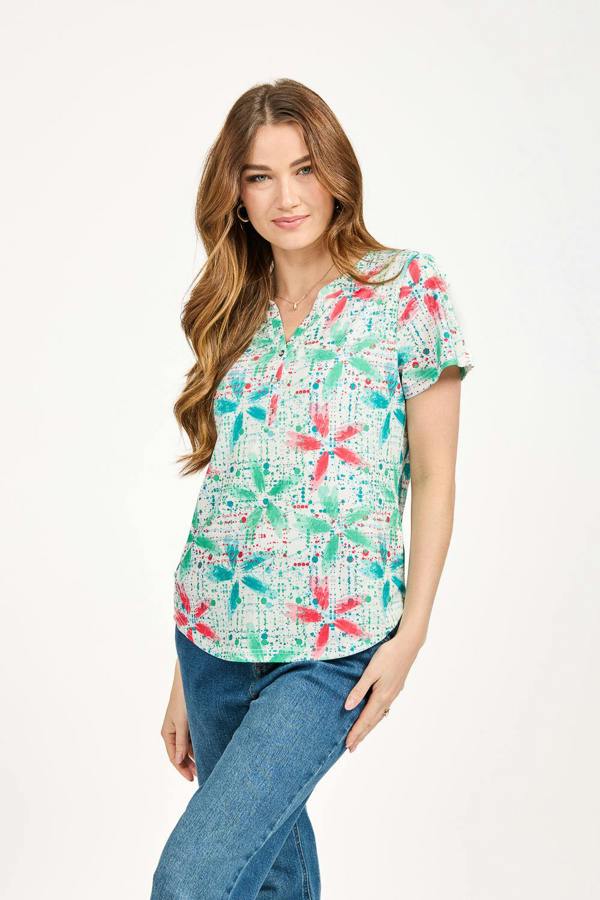 Mudflower Floral Splash Print Top