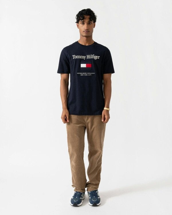 Tommy Hilfiger Embroidery Hilfiger Flag T-Shirt - Navy Blue