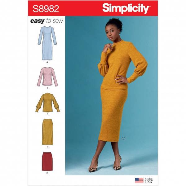Simplicity Sewing Pattern 8982, Dresses, Tops, Skirts for Women, H5 (6-8-10-12-14) - Easy