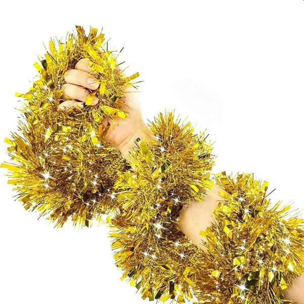 Gold Christmas Tinsel Range - 2m Thick Shiny Trim and Pack Sizes for Home Decorating image 7