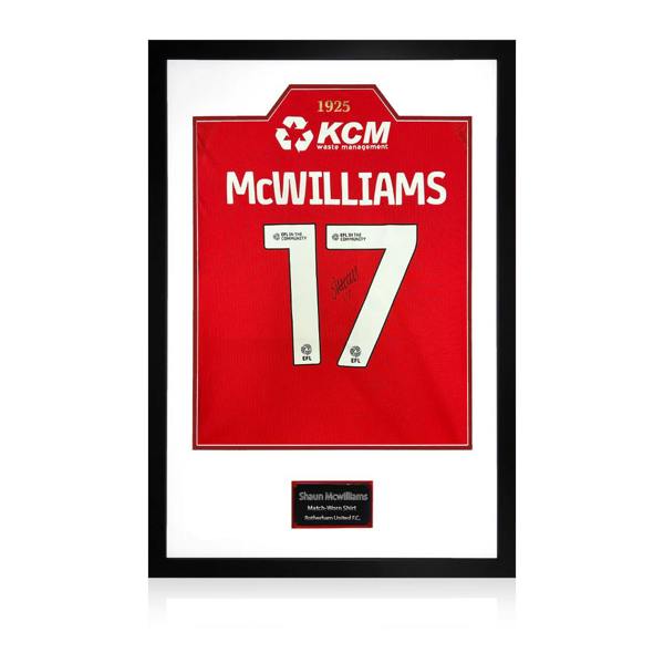 Shaun McWilliams Match-Worn & Signed Rotherham United Shirt Premium Frame