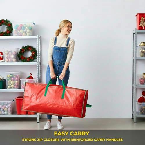 8.5ft Red Christmas Tree Storage Bag for Disassembled Artificial Trees image 7