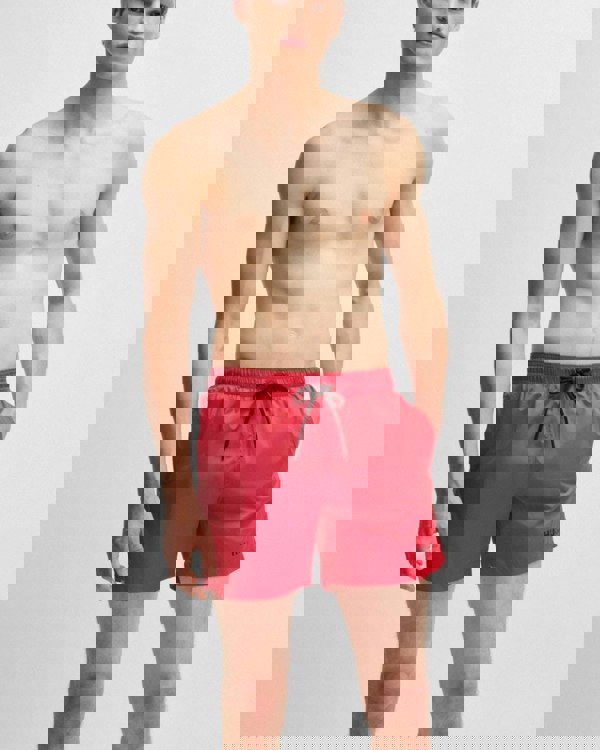 HUGO HAITI Mens Quick-Drying Swim Shorts In Recycled Fabric With Logo NOS - Red 693