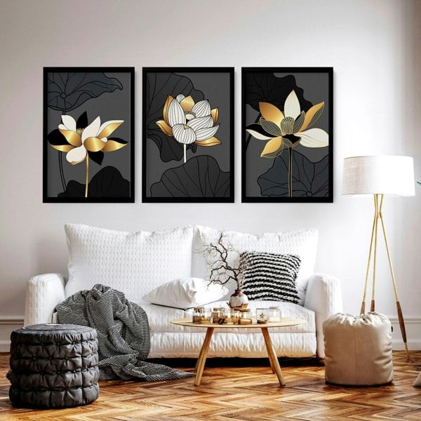 Large wall art for living room | set of 3 wall art prints