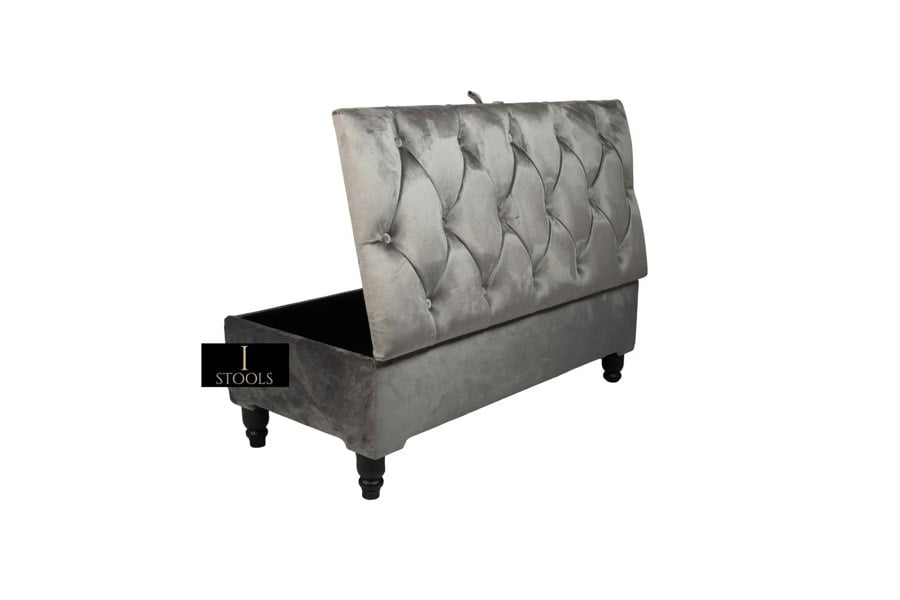 ISTOOLS Dark Grey Storage Ottoman Bench | Coffee Table, Seating & Hidden Storage