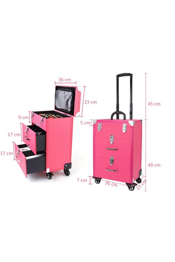 Living and Home 2 Drawers Portable Cosmetic Makeup Travel Case