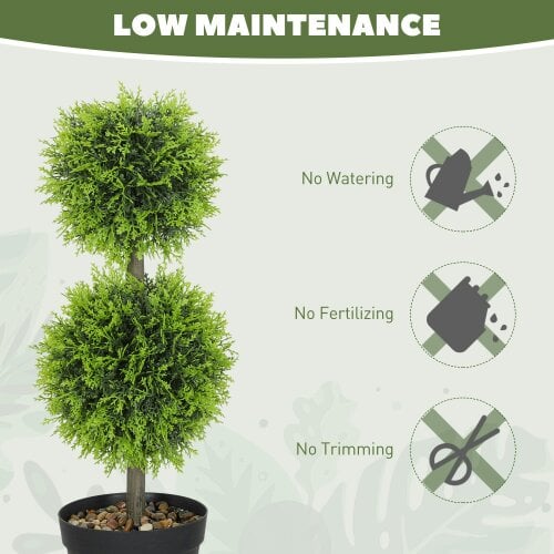 Wyld Haus Leka Fadi Set Of 2 Artificial Boxwood Ball Topiary Trees With Double Ball Design H8 60cm