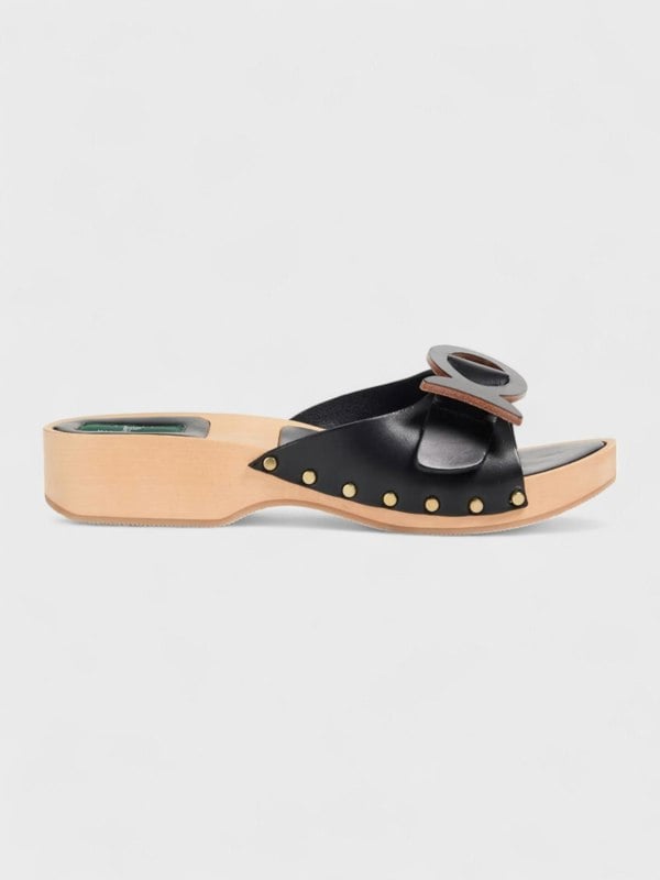 Pucci Appliquéd Leather Clog Sandals Black - Supplied FashionPucci