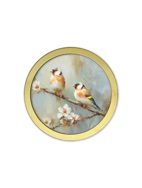 Exceptional Art Garden Birds - 30cm Gold Round Box Frame