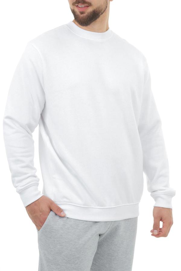 Smart Living Mens Polycotton Sweatshirt - Casual Long Sleeve Crewneck Pullover Jumper - White