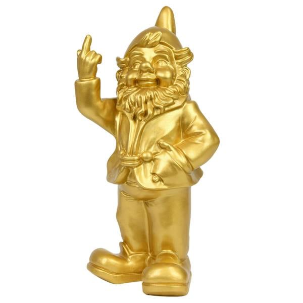 Stoobz 30cm F**k You Naughty Middle Finger Gold Gnome Ornament