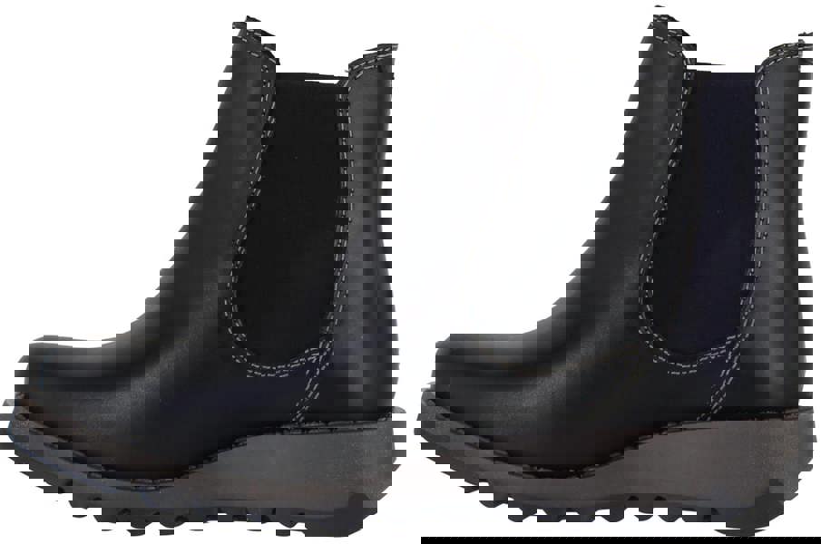 Fly London Salv Womens Wedged Heeled Chelsea Leather Ankle Boots