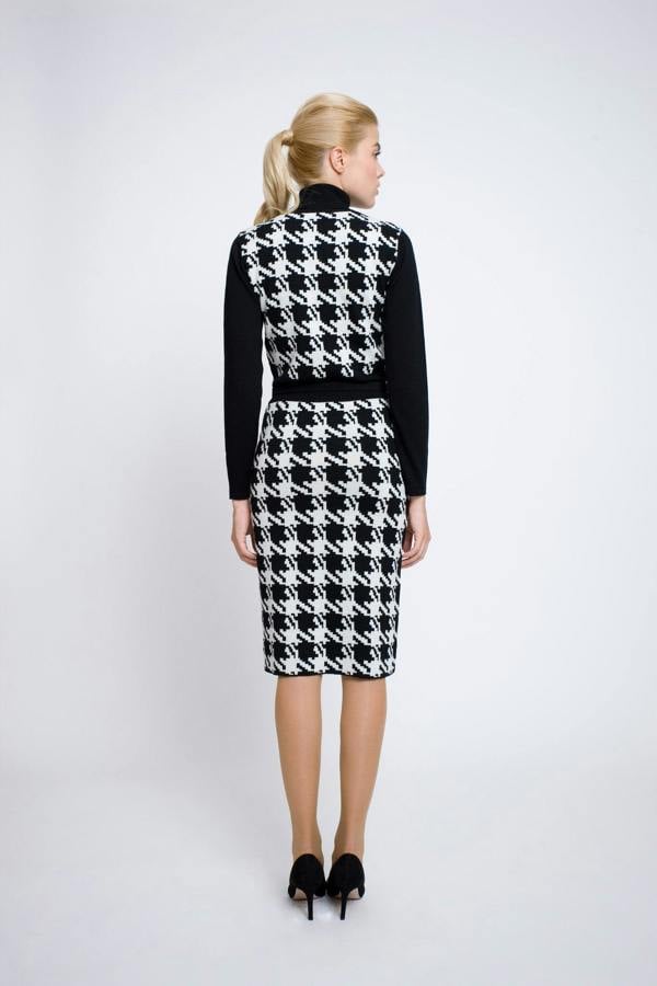 Rumour London Lina houndstooth merino wool knitted dress
