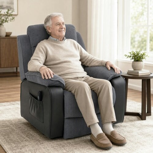HOMCOM Riser Recliner Chair for Elderly, Electric Recliner Armchair, Brown