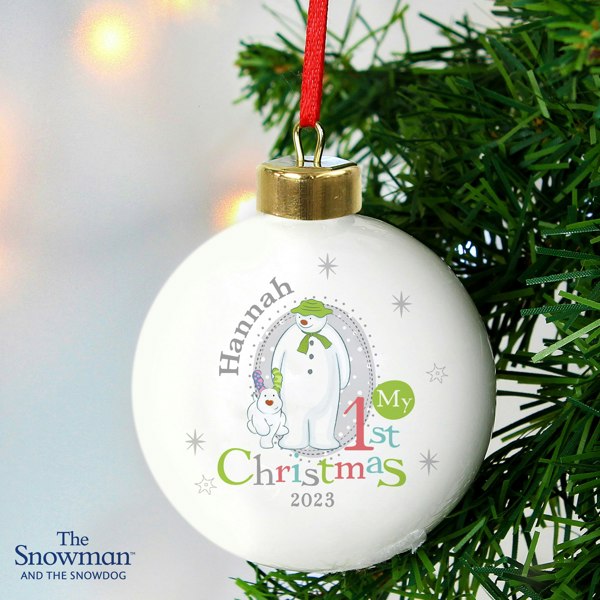 Personalised Memento Company Personalised The Snowman and the Snowdog My 1st Christmas Bauble